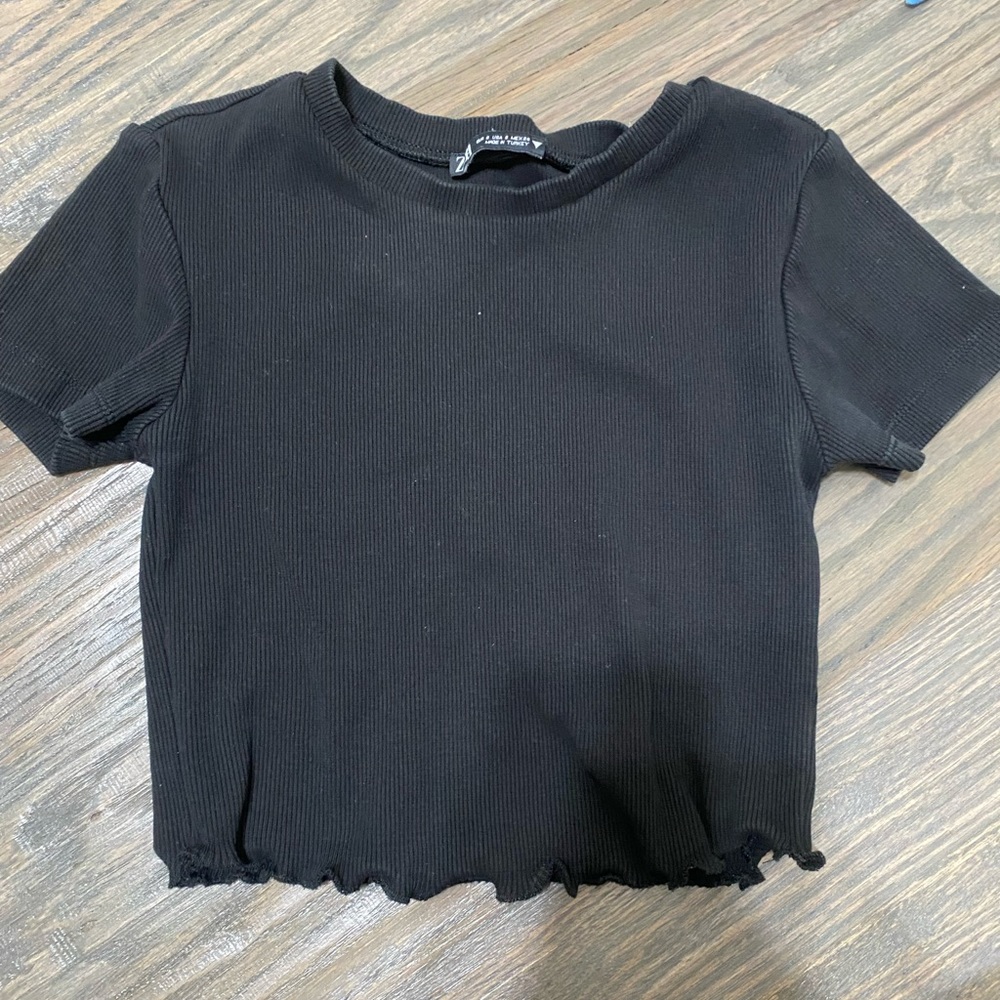 Plain black crop top